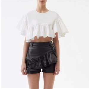 3.1 Phillip Lim Leather Ruffle Buckle Short Size 4